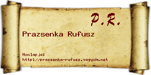 Prazsenka Rufusz névjegykártya